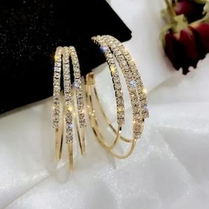 Gold Triple Play Diamond Hoops
